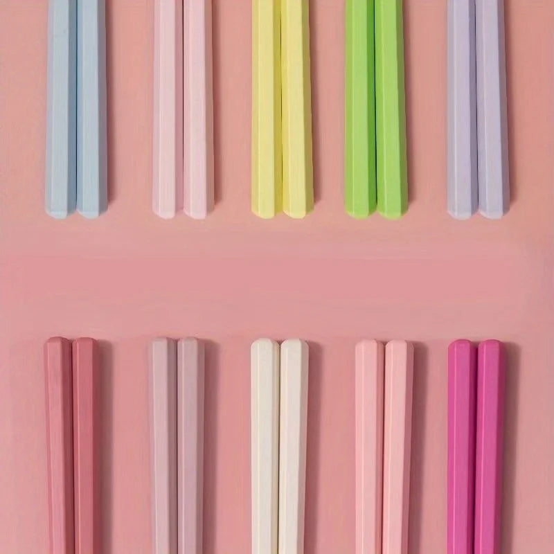 Macaron Hexagonal PET Chopsticks 10 Pairs – Colorful Home Set Chopsticks Set Babs
