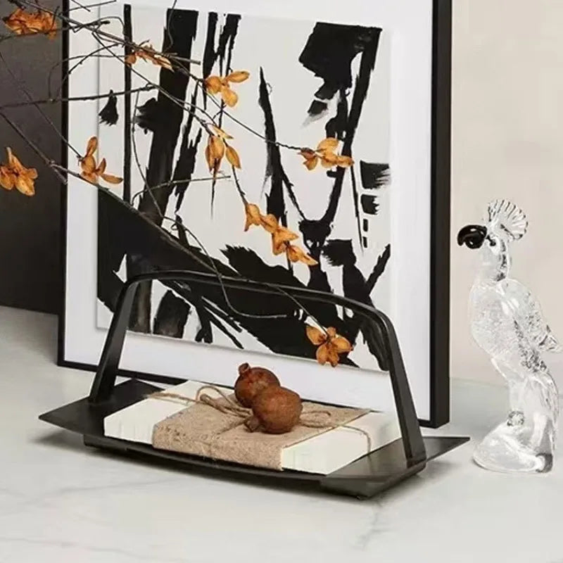 Luxury Modern Metal Storage Tray with Handle | Home Organizer Decorative Storage Tray Babs