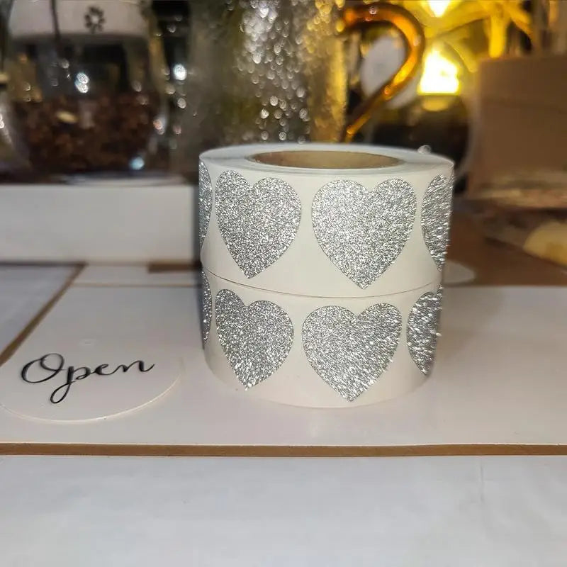 300pcs Diamond Frosted Heart Stickers for Wedding & Gift Decor Decorative Stickers Babs