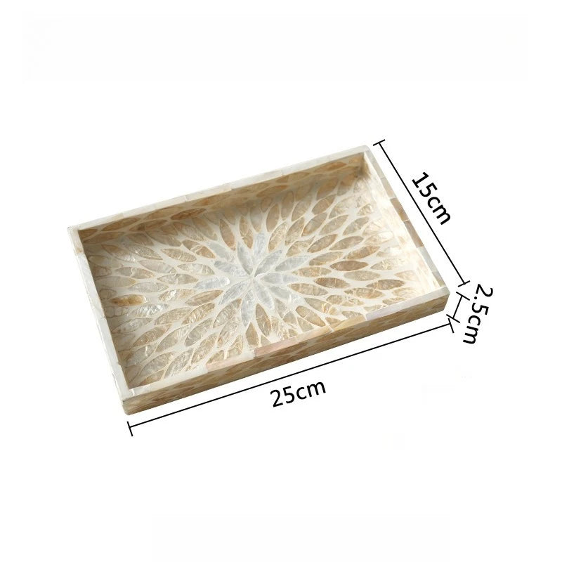 Natural Seashell Decorative Tray – Retro Square Storage Plate Decorative Storage Tray Babs Gold Leaf