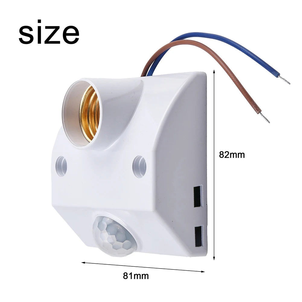 E27 PIR Motion Sensor Lamp Holder Socket – IP44, AC110-240V Motion Sensor Socket Babs
