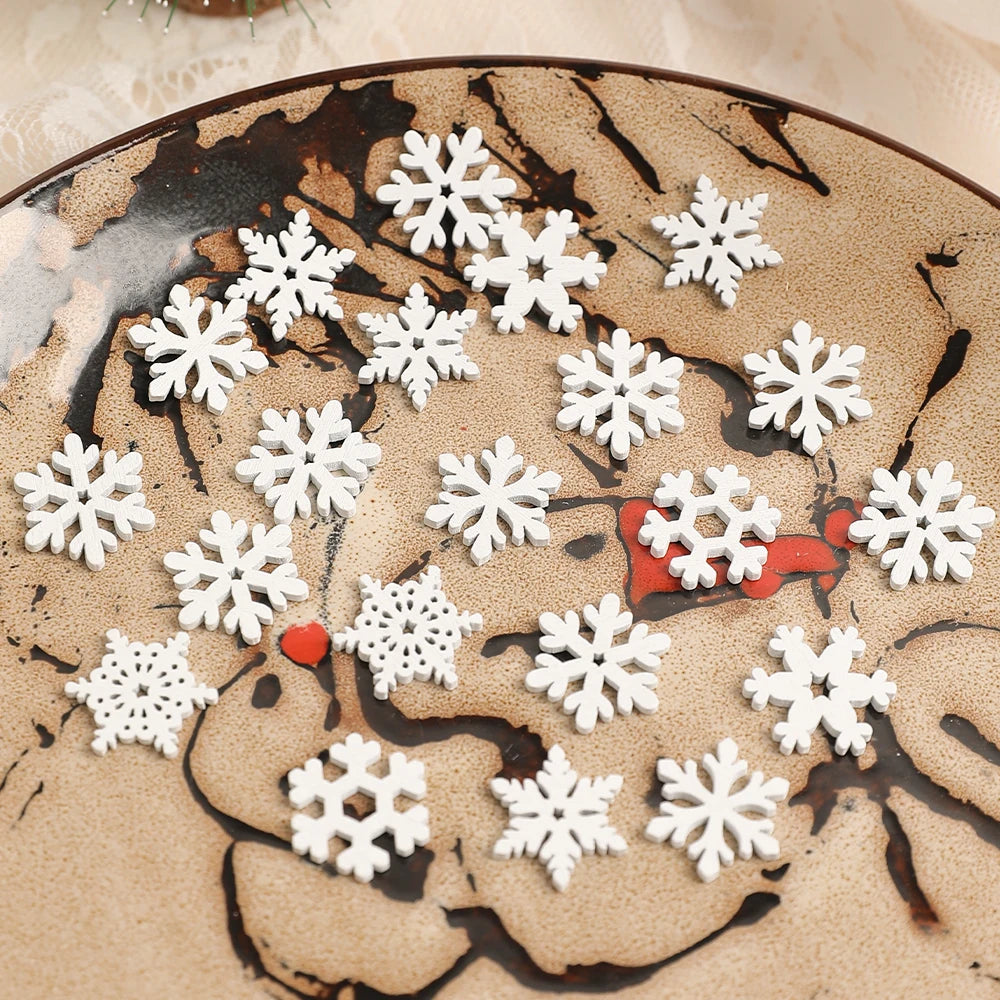 50Pcs Mini Glitter Snowflake Ornaments for Christmas DIY Decor Christmas Craft Ornaments Babs