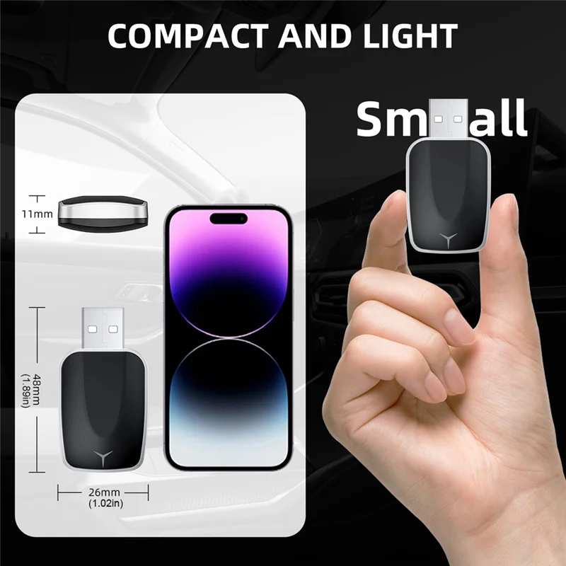 2-in-1 Wireless CarPlay & Android Auto USB Adapter Dongle Wireless Car Adapter Babs Black
