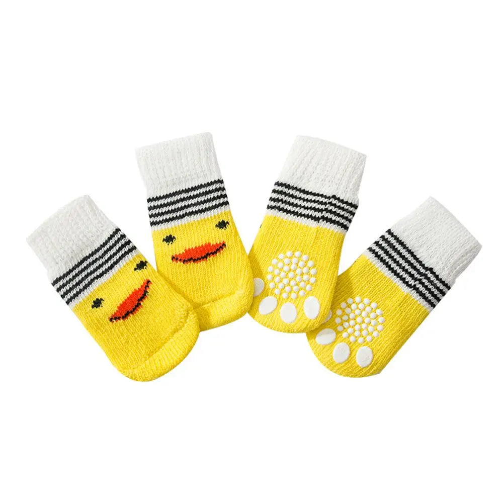 Woolen Pet Socks for Cats & Dogs – 4-Pack, Multi-Color Pet Socks Babs Yellow duckling S