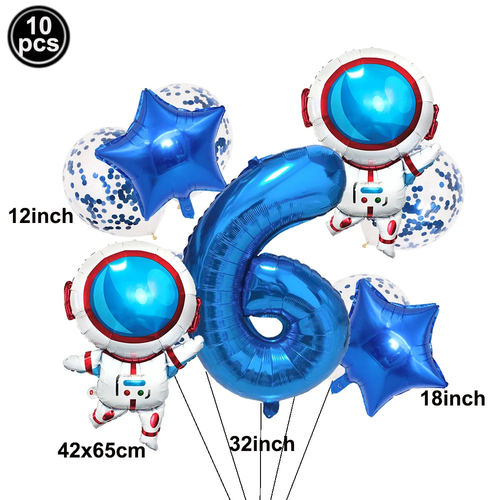 Space Theme Birthday Balloon Set – Astronaut Rocket 32" Numbers Party Balloon Set Babs A-6 As pictures show
