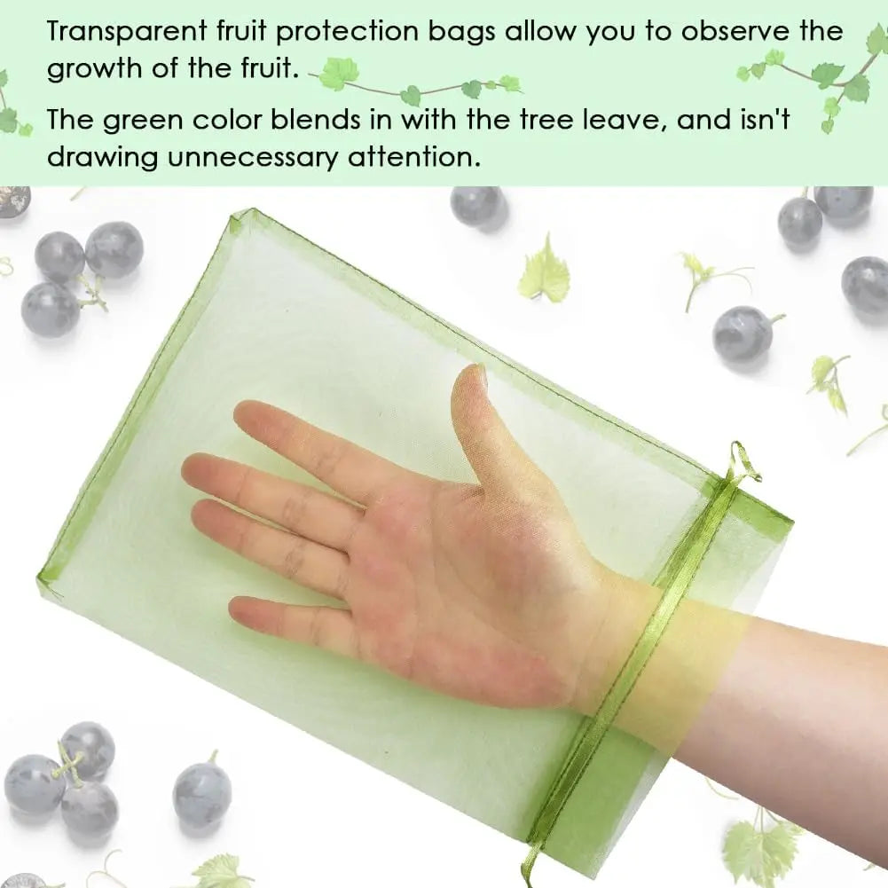 Green Mesh Fruit Protection Bags – Drawstring Pest Barrier Net Garden Pest Netting Babs