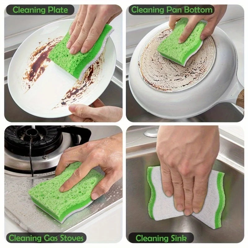 Non-Scratch Wood Pulp Cotton Scrub Sponge – Double-Side Design Dishwashing Scrub Sponge Babs