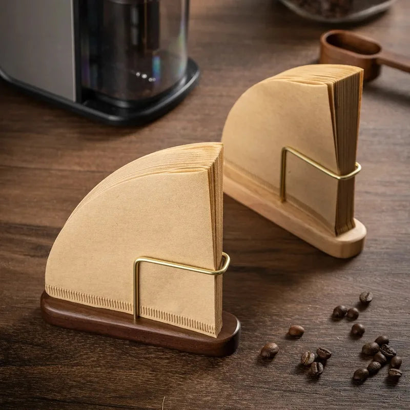 Solid Wood Coffee Filter Paper Holder & Storage Rack Coffee Filter Holder Babs