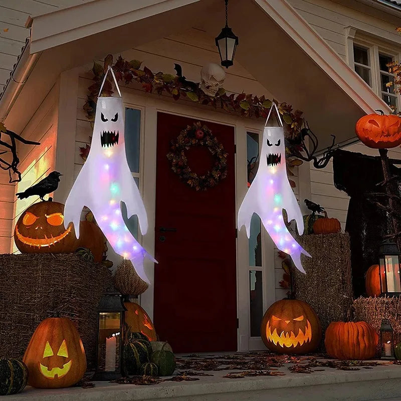 Halloween LED Hanging Ghost Wind Sock Decor – Outdoor & Party Halloween Hanging Decor Babs