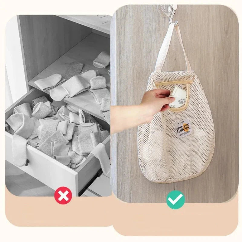 Mesh Hanging Storage Bags – Closet Wardrobe Organizer 1/5pcs Hanging Storage Bag Babs