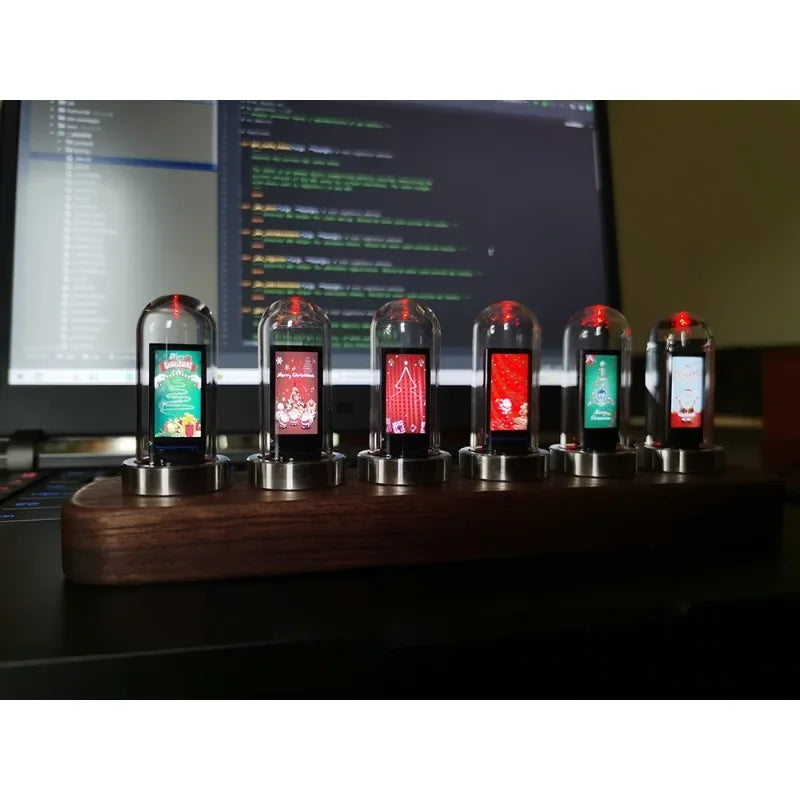 Nixie Glow Tube Desk Clock – Wood Base, RGB & Vintage Digital Nixie Tube Desk Clock Babs
