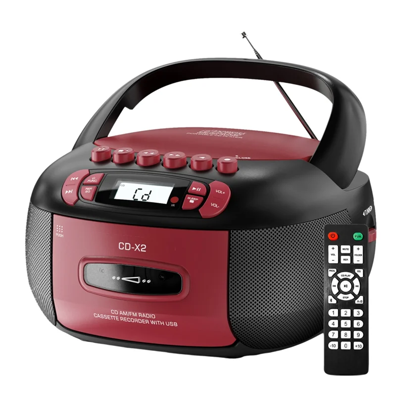 Portable Boombox CD Cassette Player – Bluetooth AM/FM USB AUX Portable Boombox Player Babs