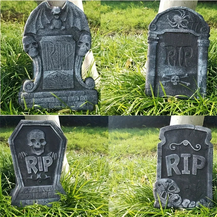 4-Pack Realistic Halloween Tombstone Decorations for Yard Halloween Yard Decor Babs