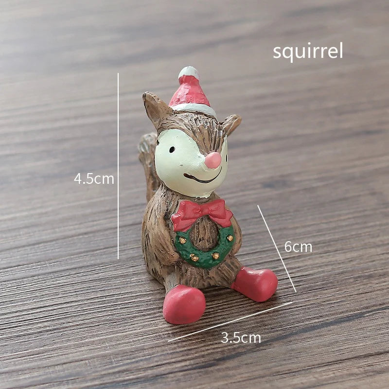 Mini Santa & Elk Resin Christmas Ornament – Holiday Decor Christmas Resin Ornament Babs squirrel Yellow