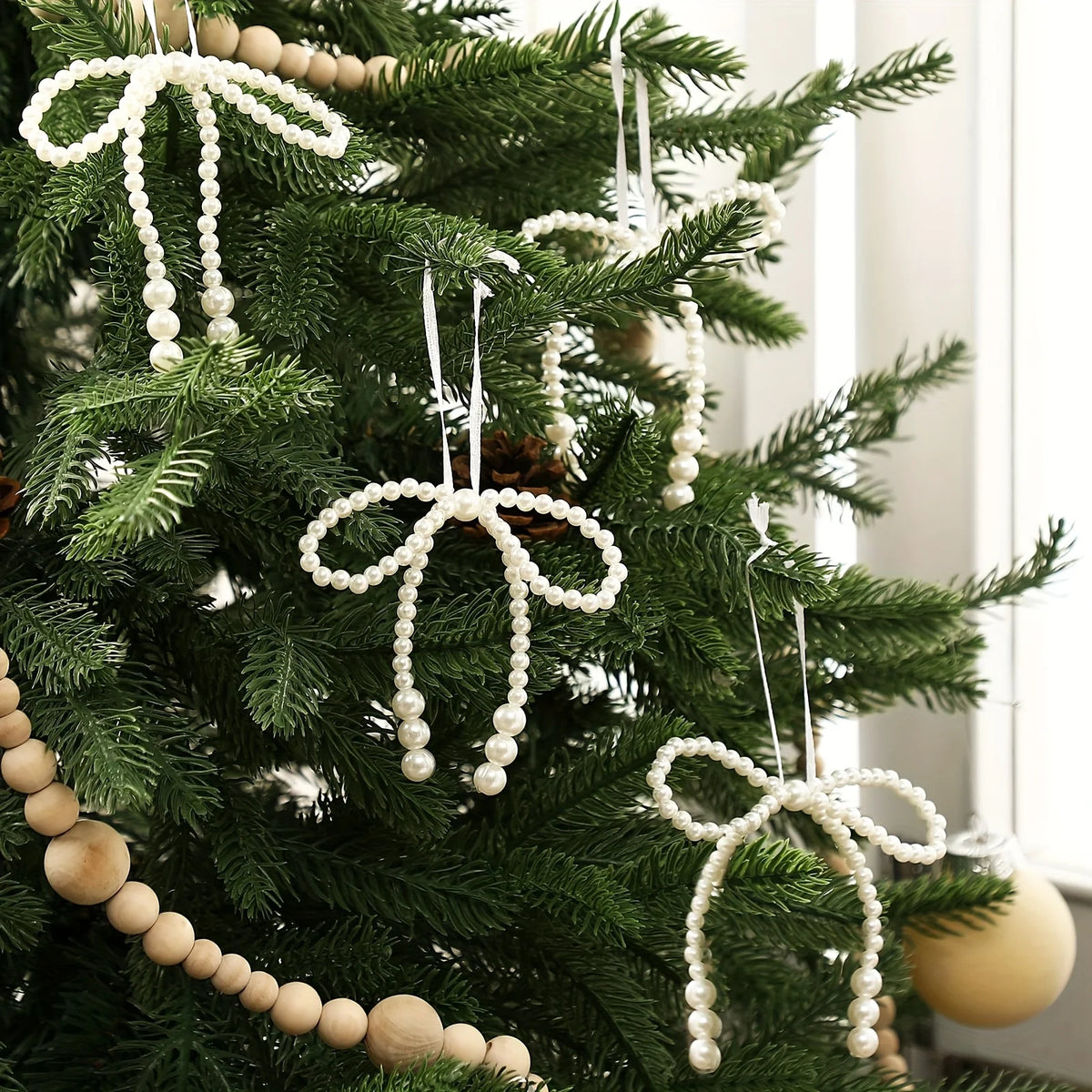 Pearl Bow Christmas Pendant Decorations – 6/12pcs Ornaments Christmas Ornaments Babs