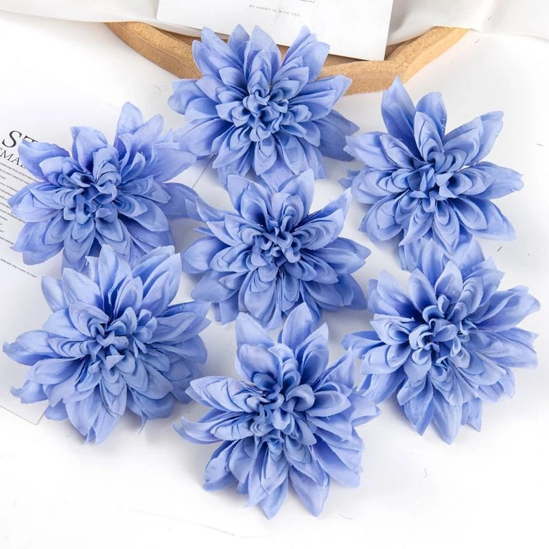 Silk Rose Dahlia Flower Heads for Wedding & DIY Decor Artificial Silk Flowers Babs color 14 30 pcs