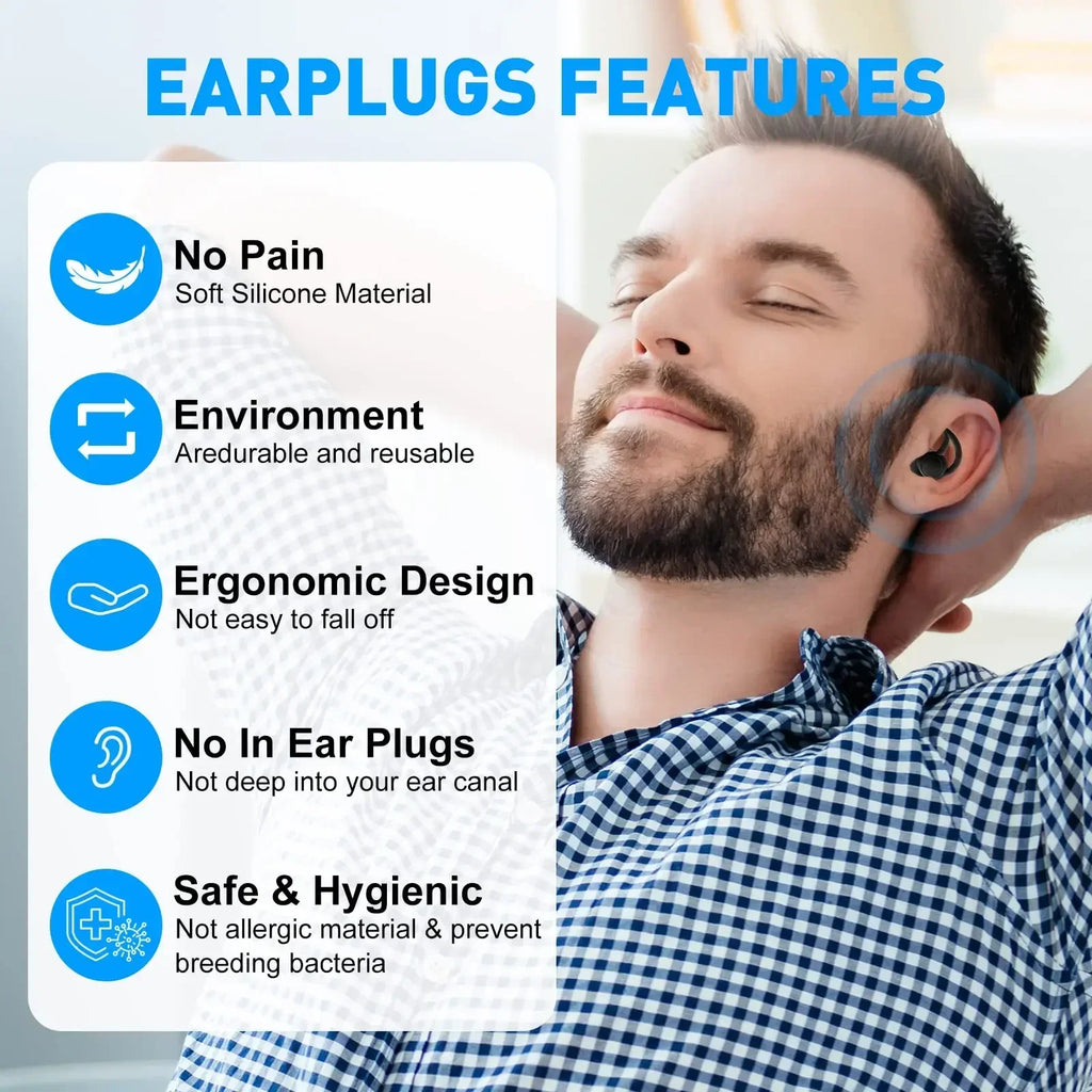 3-Layer Silicone Sleeping Earplugs – Noise Reduction & Travel Silicone Earplugs Babs