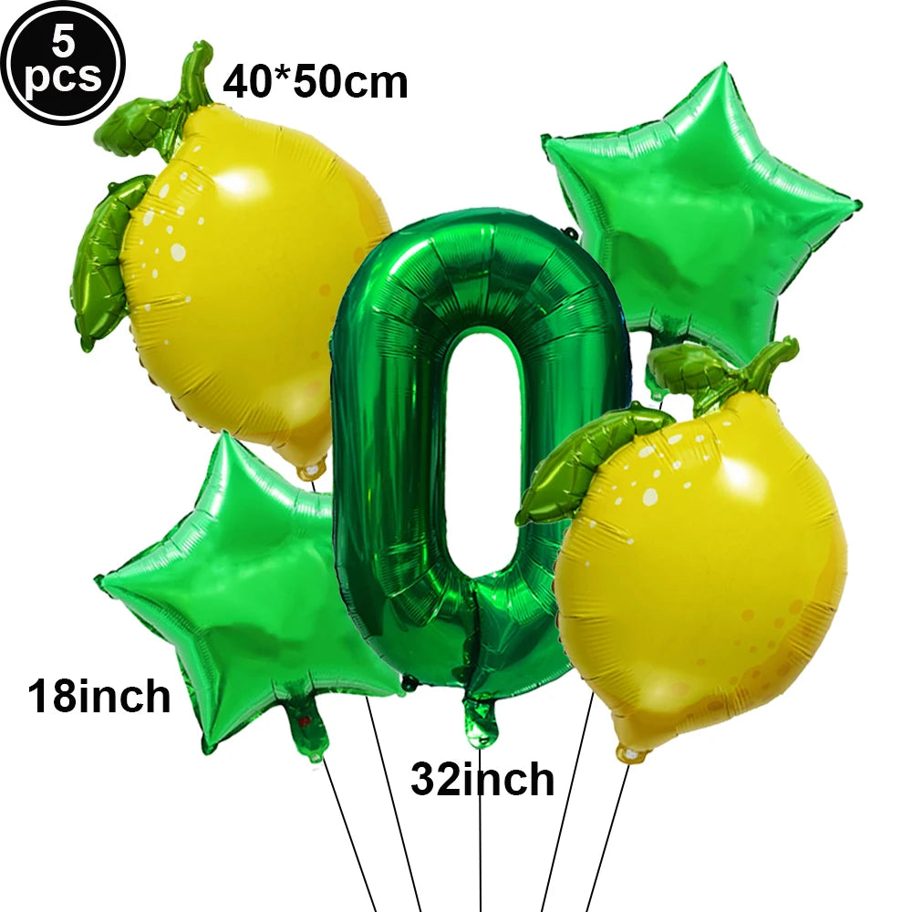 Lemon Foil Balloon Set with 32" Number Balloons – Party Decor Foil Balloon Set Babs A-0 as show