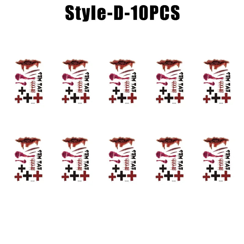 Halloween Wound Temporary Tattoos – Realistic Blood FX Costume Temporary Tattoo Babs D-10PCS