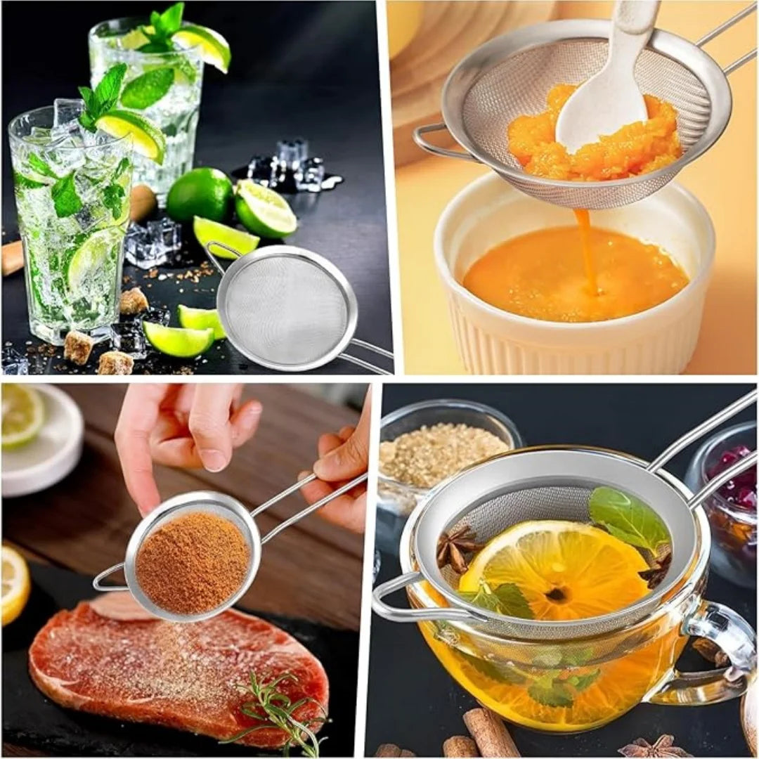 3-Piece Fine Mesh Strainer Set – Stainless Steel Sieve Kitchen Mesh Strainer Babs