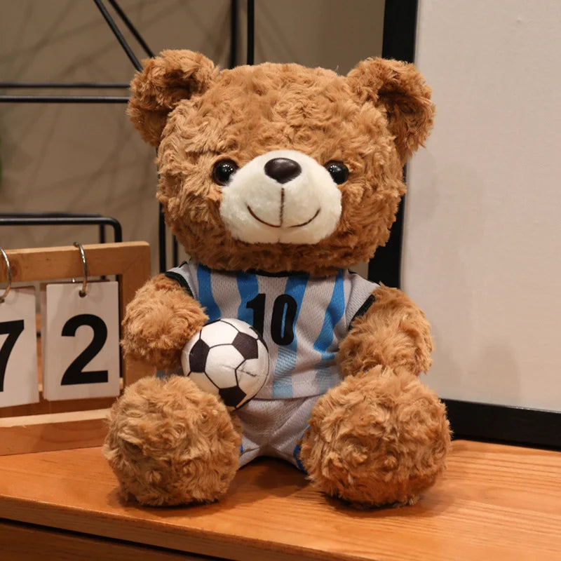 Soccer Fan Teddy Bear Plush Toy – Football Gift & Memorabilia Stuffed Plush Toy Babs Brown A-1PC