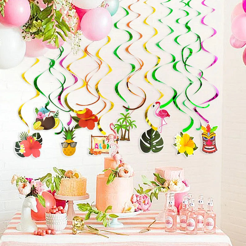 10Pcs Flamingo Hawaiian Hanging Swirl Party Decorations Party Hanging Decorations Babs