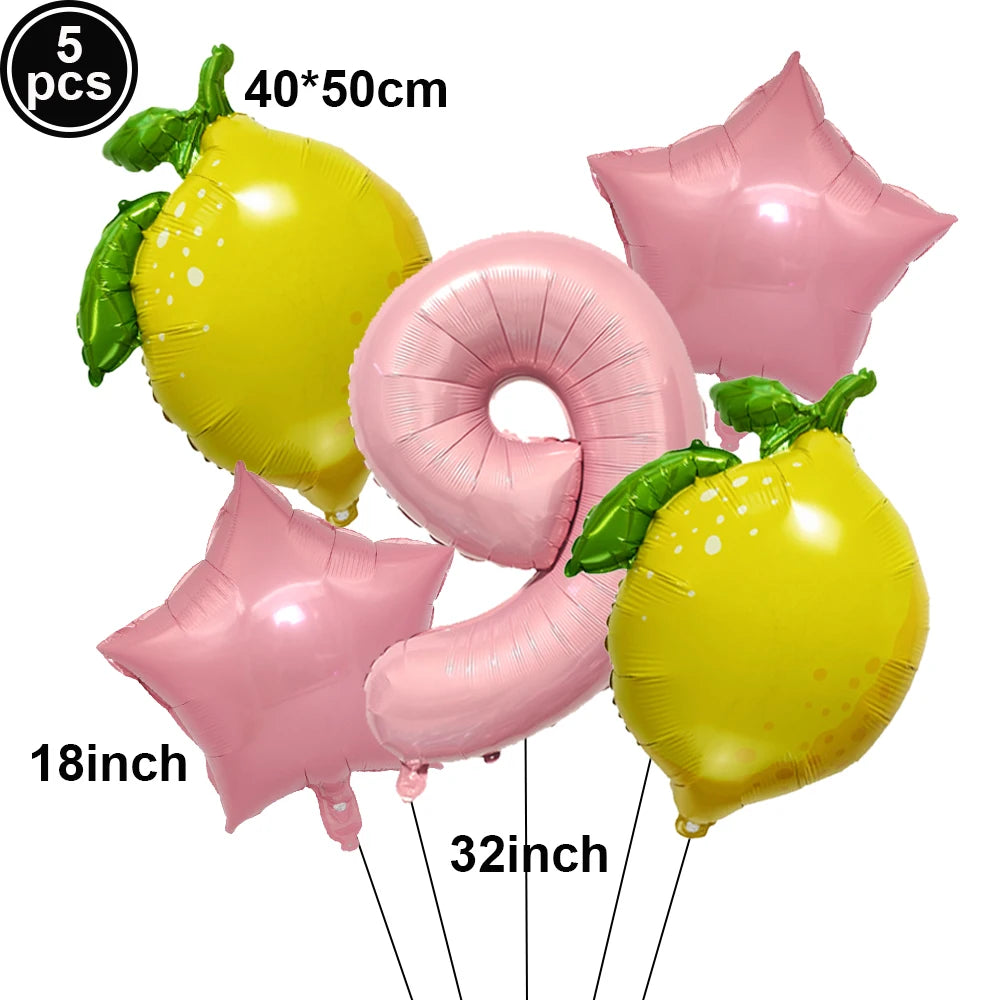 Lemon Foil Balloon Set with 32" Number Balloons – Party Decor Foil Balloon Set Babs DEEP BLUE as show