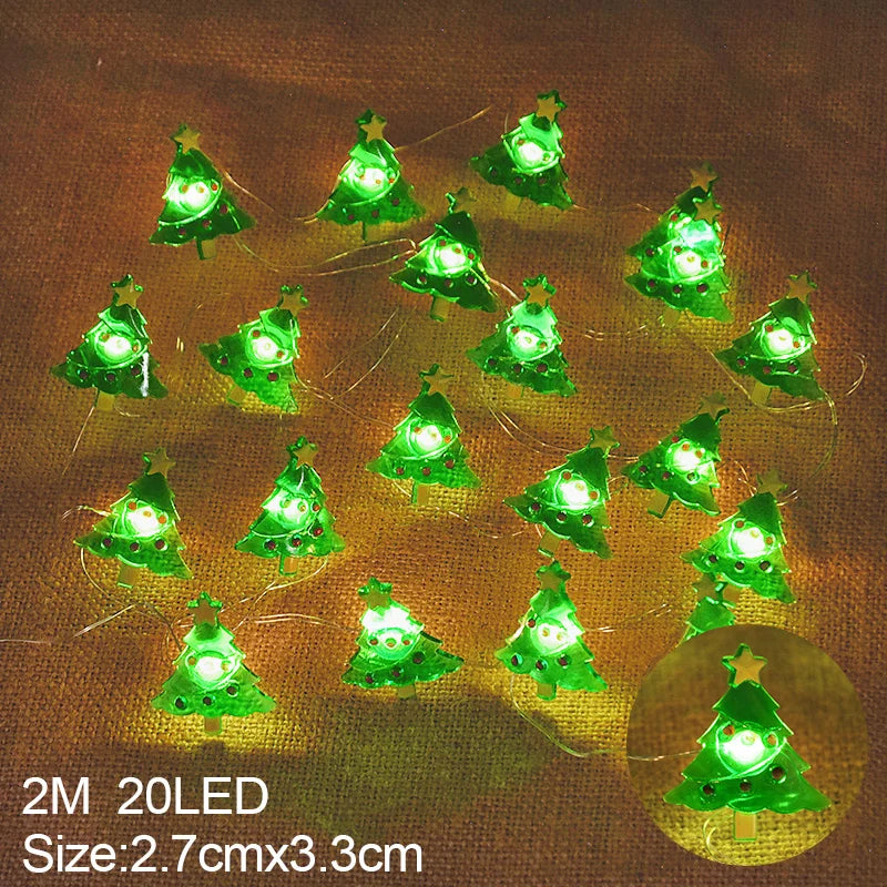 2M 20-LED Santa Snowflake String Lights – Christmas Tree Decor Christmas String Lights Babs Xmas Tree