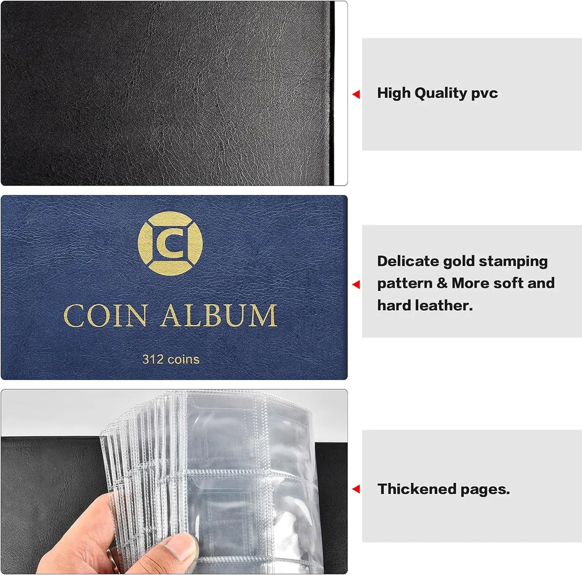 312-Pocket Coin Collection Album Binder – 20–46mm Coins Coin Collection Album Babs