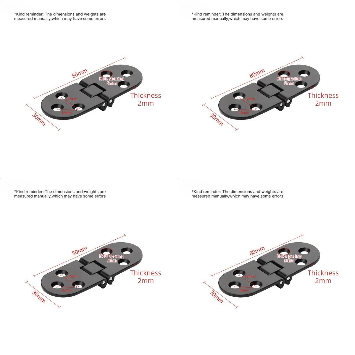 4pcs Zinc Alloy Folding Cabinet & Table Hinges – 180° Flip Folding Cabinet Hinges Babs black 4pcs