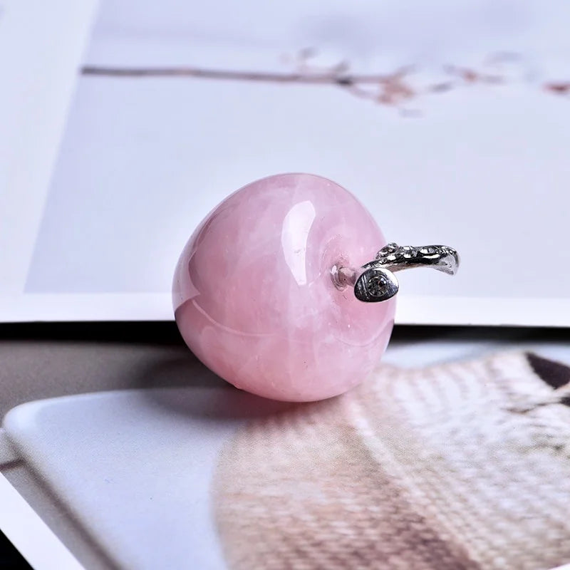 Natural Rose Quartz Pink Apple Crystal Decor & Gift Crystal Figurine Babs