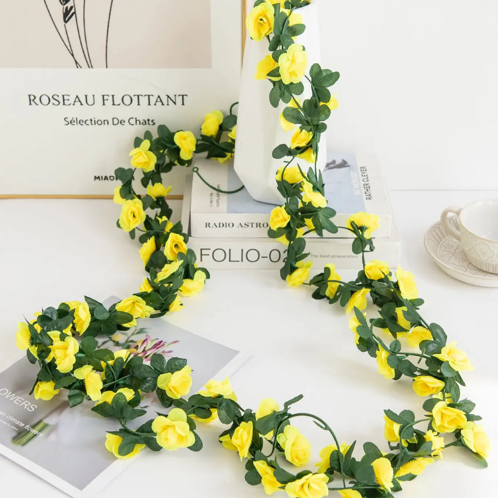 Silk Rose Artificial Flower Vine Garland – Wedding & Home Décor Artificial Flower Garland Babs