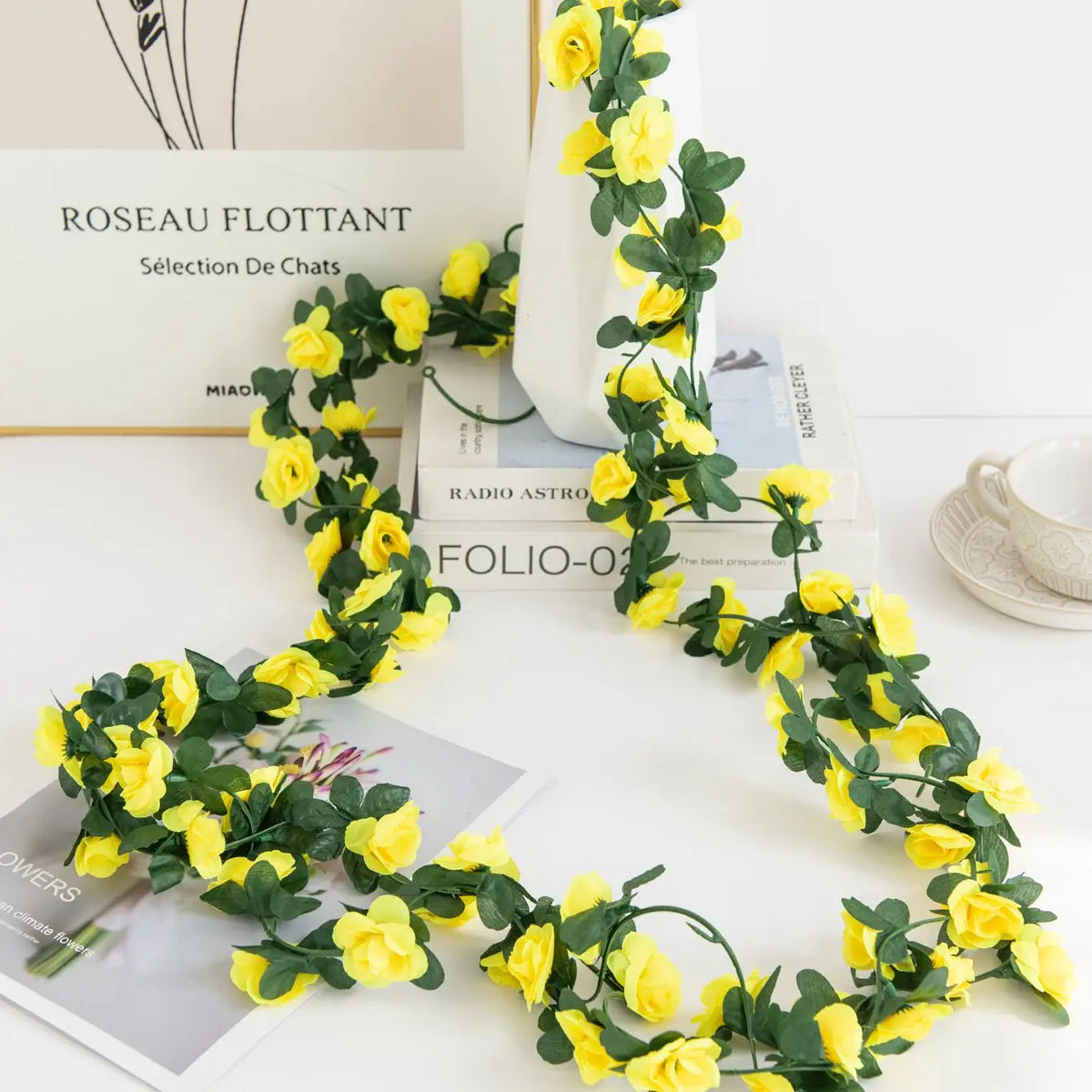 Silk Rose Artificial Flower Vine Garland – Wedding & Home Décor Artificial Flower Garland Babs