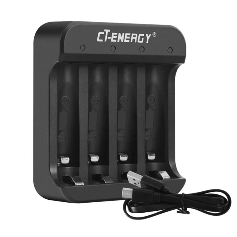 Alasicka 1.5V AA/AAA Lithium Battery Fast Charger 4-Slot USB-C Battery Charger Babs
