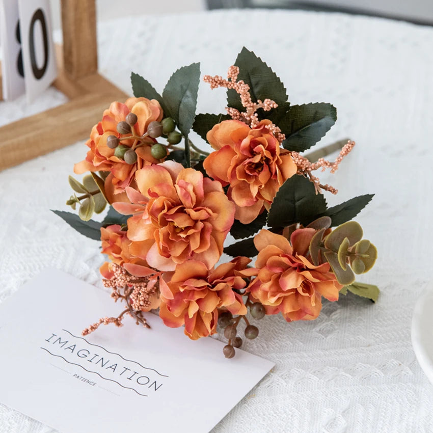Silk Cherry Blossom Artificial Flowers for Wedding & Home Décor Artificial Silk Flowers Babs Orange 1 pc
