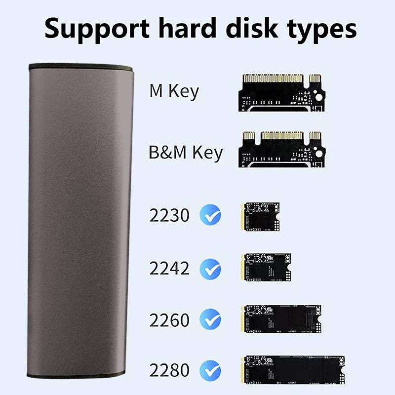 M.2 NVMe SSD Enclosure 10Gbps – NGFF/SATA Aluminum Case SSD Enclosure Babs