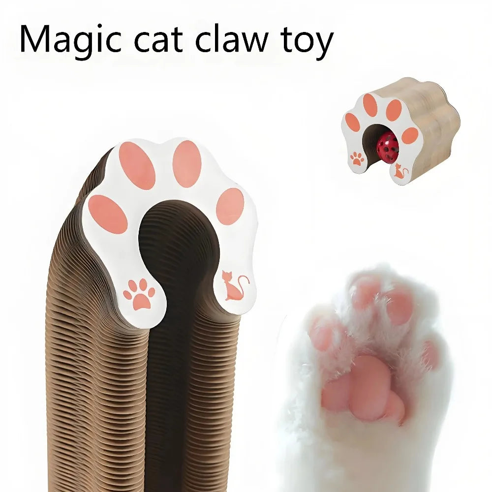 Foldable Accordion Cat Scratcher Board with Ball & Track Toy Cat Scratcher Toy Babs