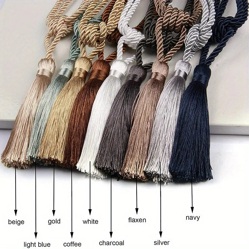 2pcs Handmade Tassel Curtain Tiebacks – Gold Rope Holdbacks Curtain Tieback Set Babs