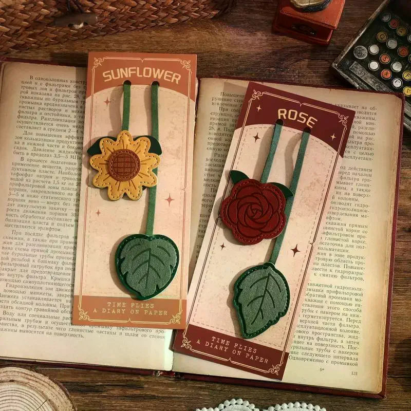 Faux Leather Floral Bookmark with Tassel – Page Marker Gift Decorative Bookmark Babs