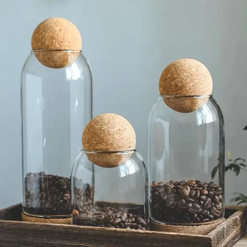 Glass Cork Jar for Coffee Beans, Tea & Dry Food Storage Glass Storage Jar Babs