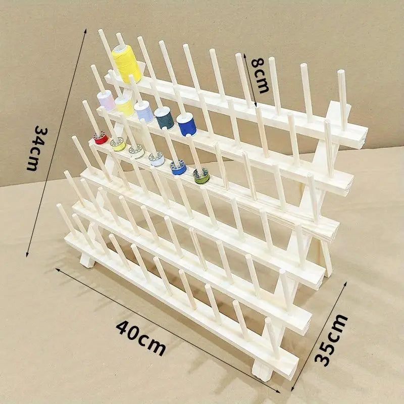 Wood Thread Rack – 60 + 10 Long Pegs Sewing & Embroidery Organizer Thread Rack Organizer Babs