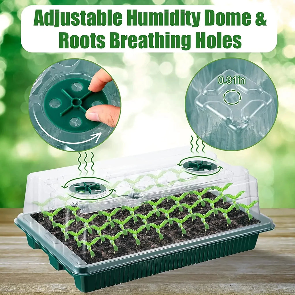 2-Pack 80-Cell Seed Starter Tray Kit with LED Grow Lights & Timer Seed Germination Kit Babs