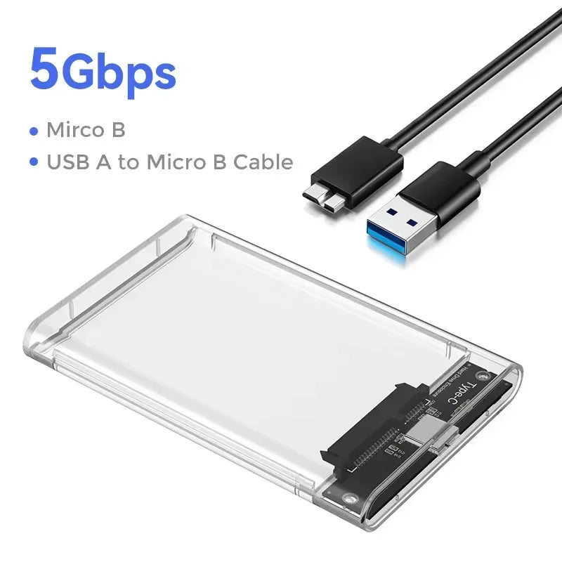USB 3.0 Type-C SATA 2.5" External HDD Enclosure 6Gbps UASP HDD Enclosure Babs 5Gbps Mirco B White