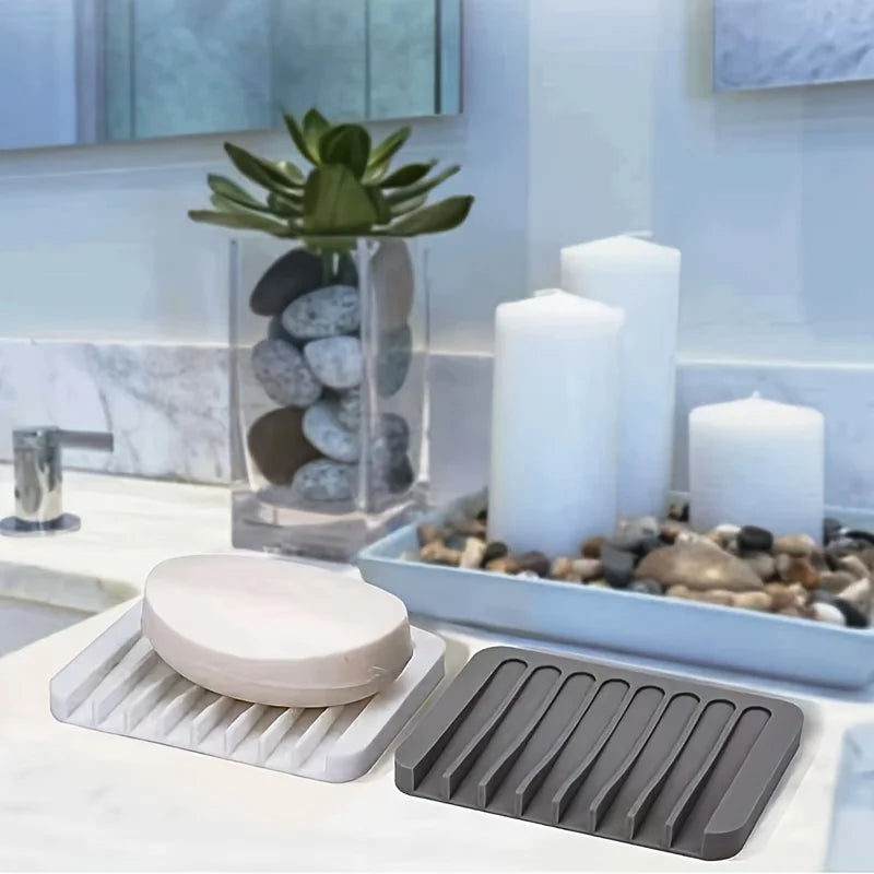 Silicone Non-Slip Soap Dish with Drainage | Bathroom Soap Tray Silicone Soap Dish Babs