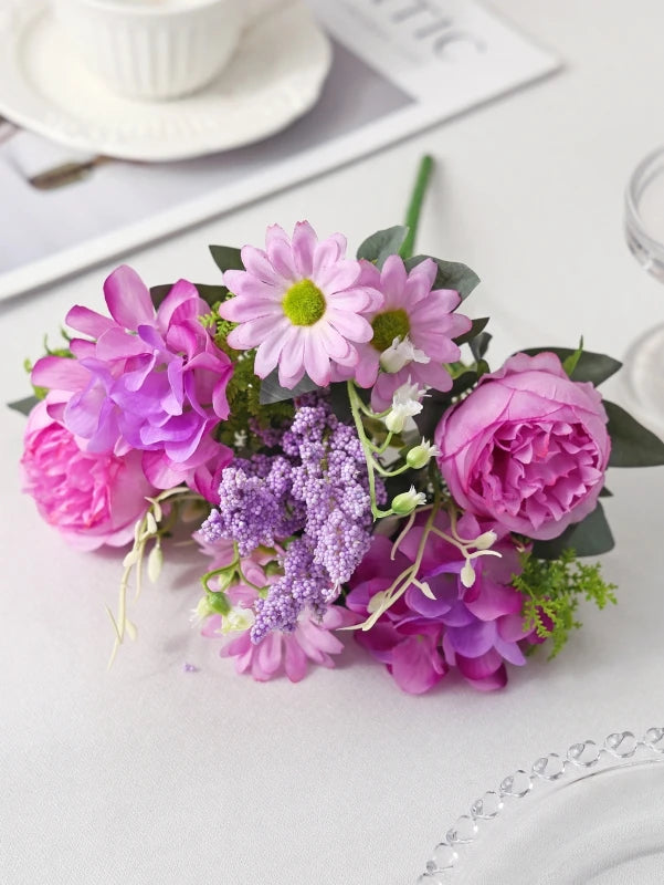 Silk Peony Artificial Flower Bouquet – Wedding & Home Decor Artificial Flower Bouquet Babs PURPLE 1 PC