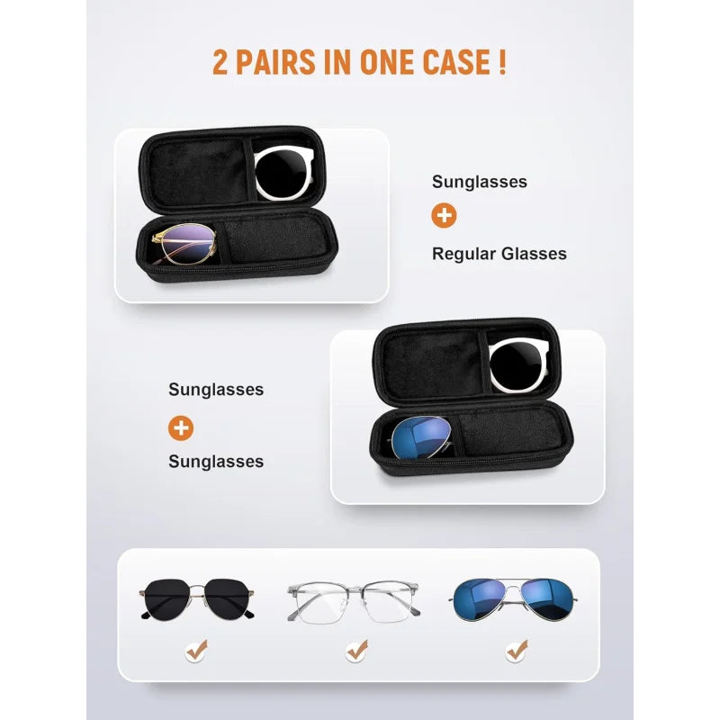 Double Hard-Shell Eyeglasses Case – Dual Sunglasses Organizer Eyeglasses Case Babs
