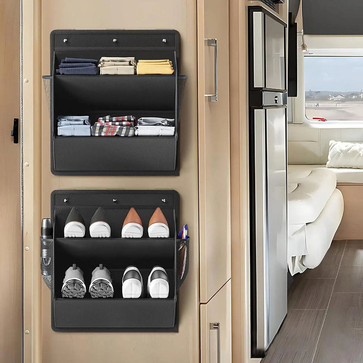 RV Door Shoe Rack – Deep Pocket Adhesive Wall Organizer Door Shoe Organizer Babs