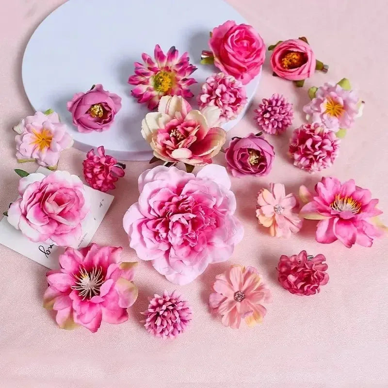 Silk Rose Artificial Flower Heads for Wedding & Home Décor Artificial Silk Flowers Babs Rose 21pcs