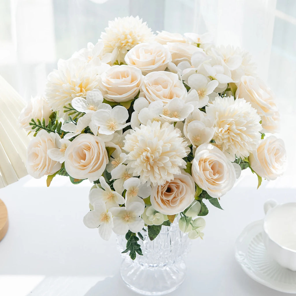 Silk Artificial Flower Bouquet – Rose Peony Hydrangea Home Decor Artificial Flower Bouquet Babs