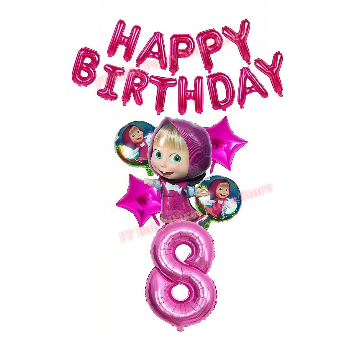 Bear Theme Kids Birthday Party Kit – Plates, Cups & Balloons Party Tableware Kit Babs 1set-8 others